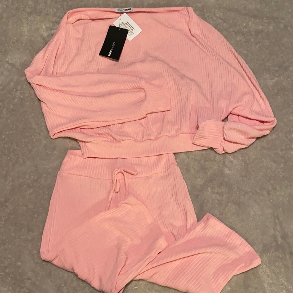 Light Pink Off Shoulder Shirt & Biker Short Set